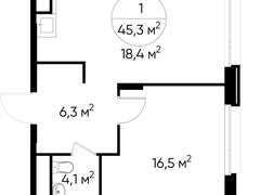 1-ком, 45,3 кв.м., 6/17эт.